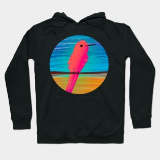 Cute pink bird sticker colorful and funky Hoodie